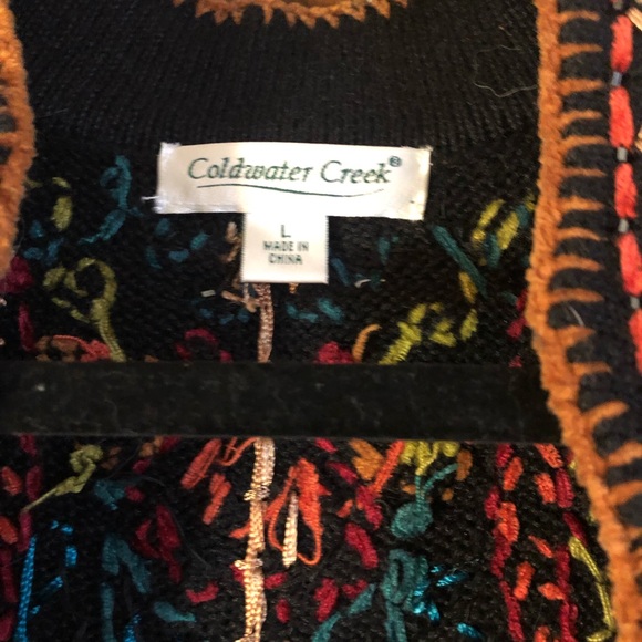 Coldwater Creek Black Cardigan with Colorful Embroidery - Picture 6 of 9